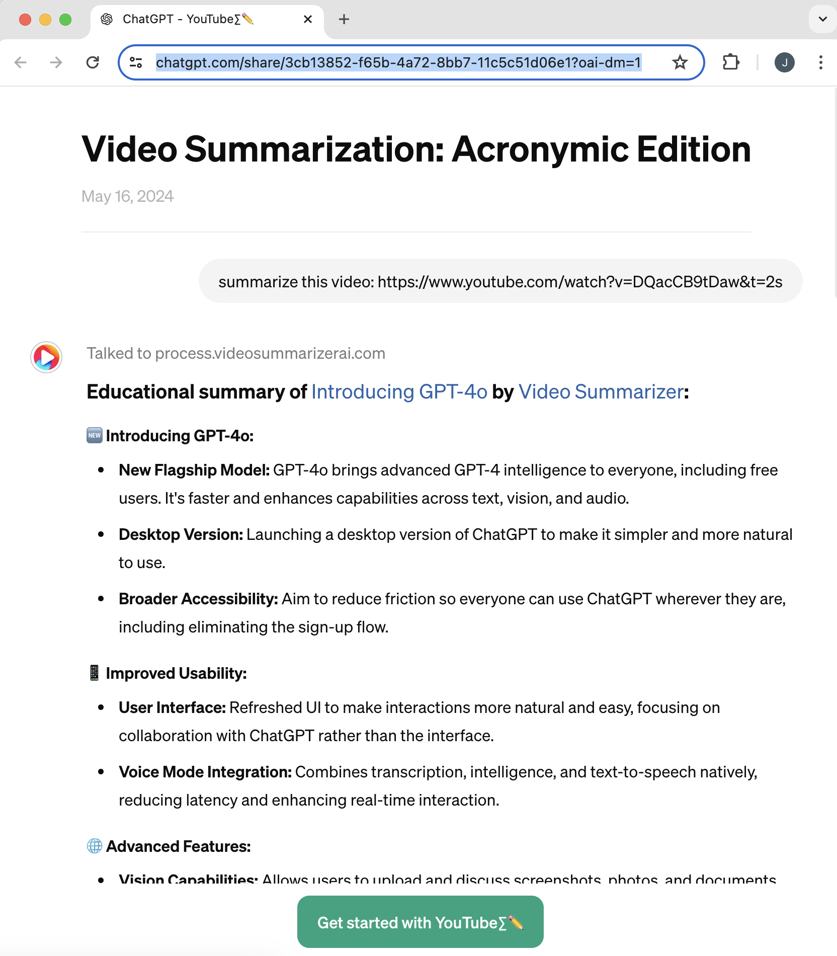 Video Summarizer in action