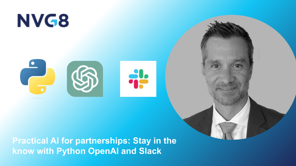 An image of python, openai and slack logos and the authors photo.